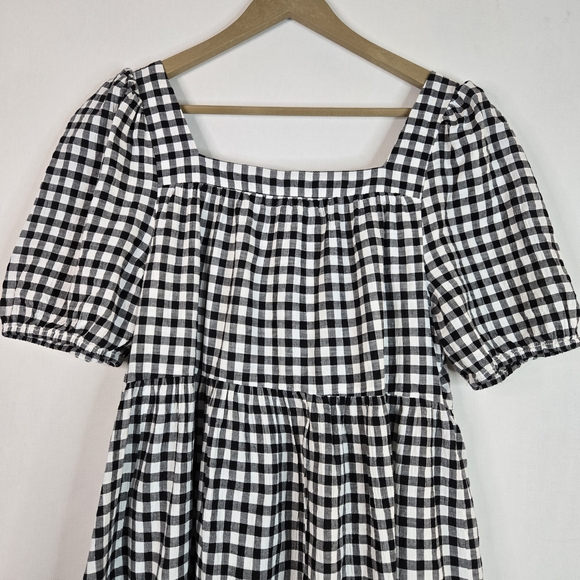 BeachLunchLounge Women Size M Black&White Gingham Square Neck Dress - Picture 9 of 13